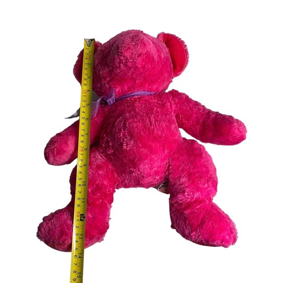 RUSS BERRIE VENUS Pink￼ Plush Bear Stuffed Animal Toy Purple Sheer Bow Vintage - Picture 8 of 13